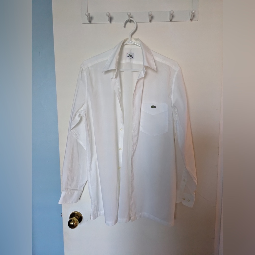 Lacoste white dress shirt size 39, neck stain around the collar